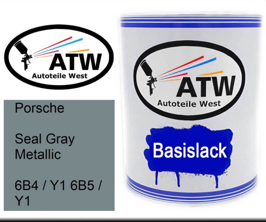 Porsche, Seal Gray Metallic, 6B4 / Y1 6B5 / Y1: 1L Lackdose, von ATW Autoteile West.